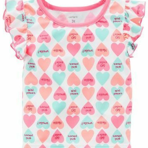 Carter's Toddler Girls 2-Piece Power Swim Set Heart UPF 50+ Lined Swimwe… - Picture 4 of 5